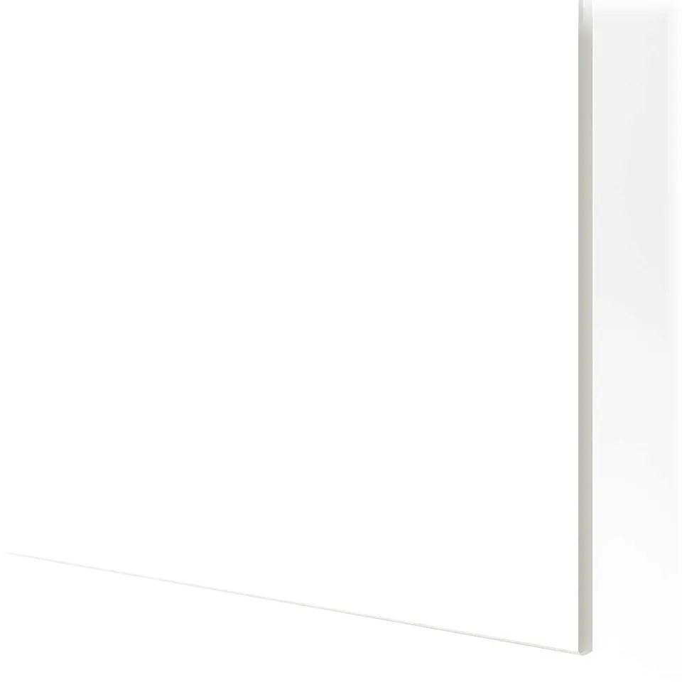 White glass panel, sleek & modern, reflects light, fits various wardrobe colours.