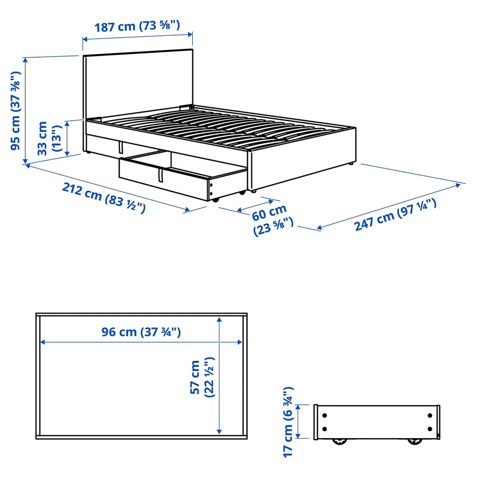 Illustration with measurements for the product: GLADSTAD.
