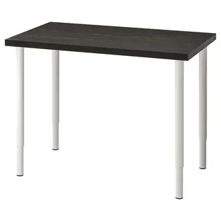 LINNMON / OLOV desk, black-brown/white, 100x60 cm