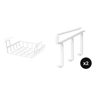 PÅLYCKE set: clip-on basket + clip-on hook rack x2