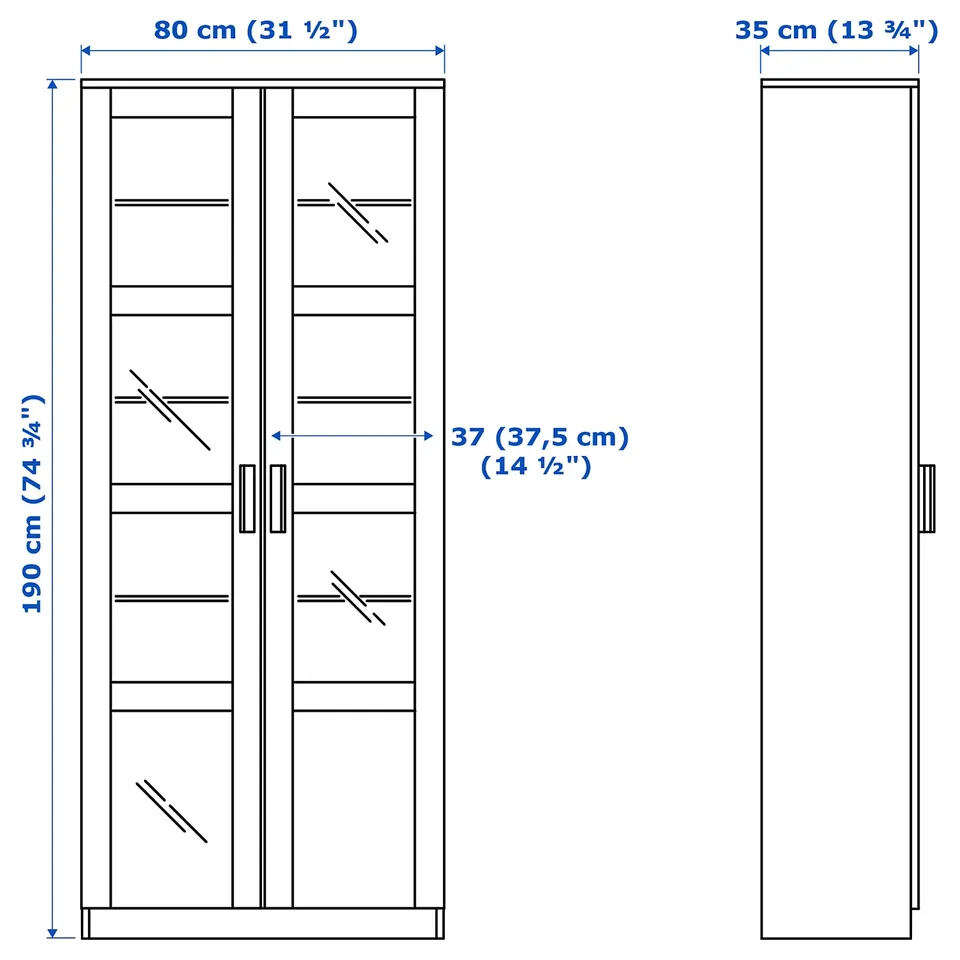 BRIMNES TV storage combination/glass doors, white, 280x41x190 cm