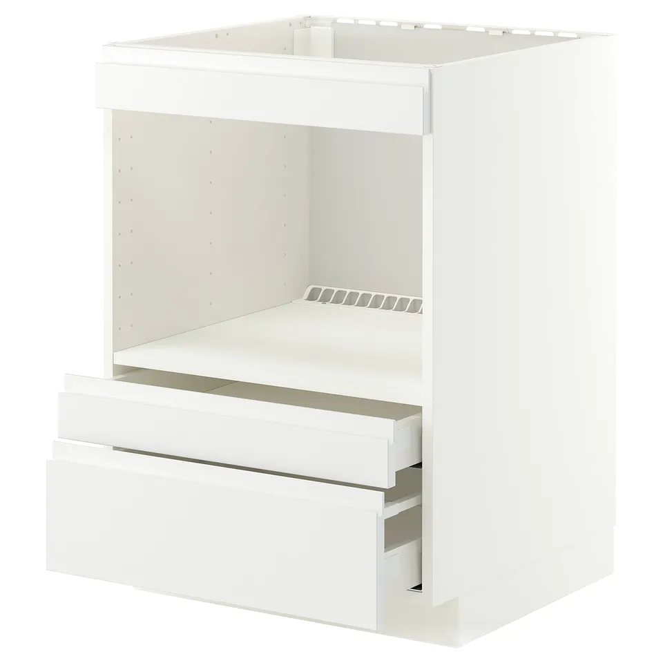 METOD / MAXIMERA Base cabinet f built-in appliances, white/Voxtorp matt white, 60x60x80 cm