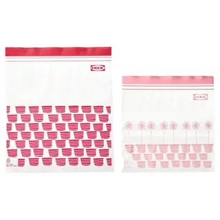 ISTAD resealable bag, patterned red/pink, 2.5/1.2 l
