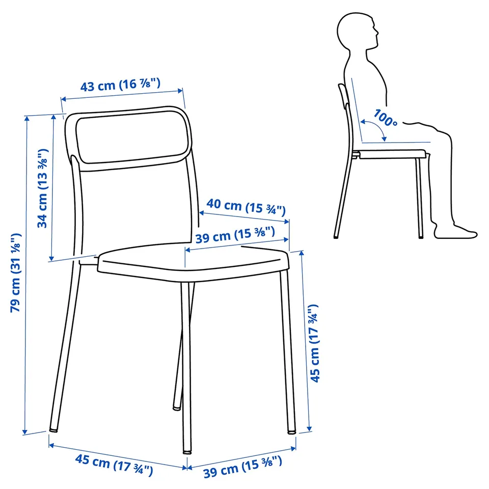 Illustration with measurements for the product: VIHALS.