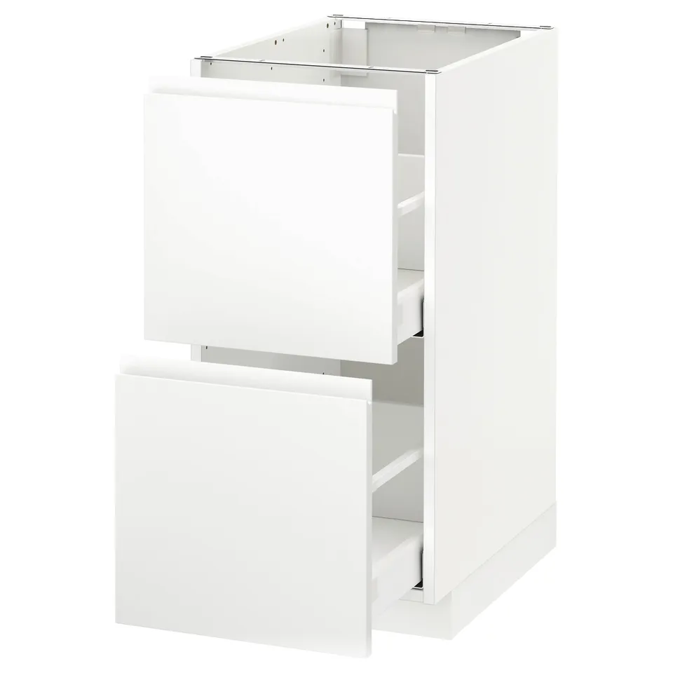 White METOD kitchen unit with two drawers, modern minimalist design.