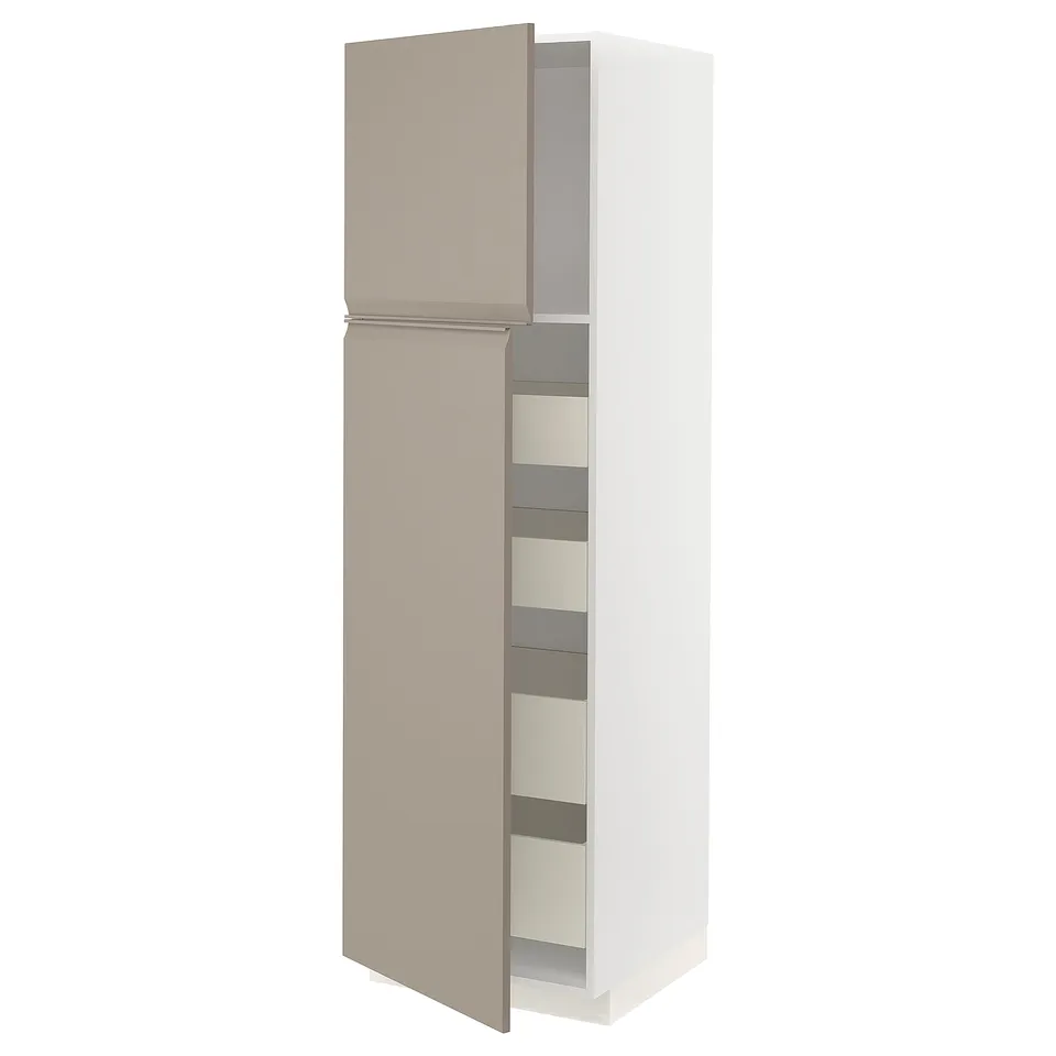 Ikea METOD matte grey-beige cabinet with integrated handles.