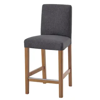BERGMUND bar stool with backrest, counter height oak effect/Gunnared medium grey, 62 cm