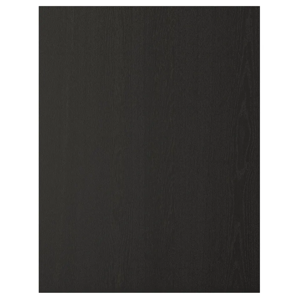 Black LERHYTTAN kitchen cabinet with bevelled edges and veneer panel.
