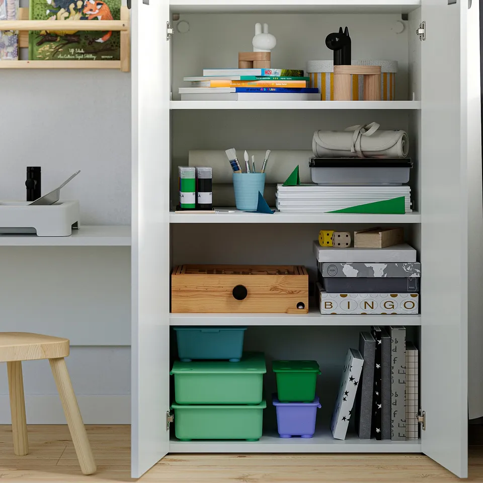 LASTARE Storage combination, white/with bench, 210x42x101 cm