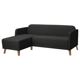 LINANÄS 3-seat sofa, with chaise longue/Vissle dark grey, Depth 80.5 x Height 76.0 x Width 197 cm