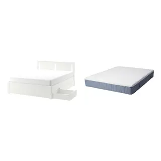 SONGESAND/VITMÅSEN Bed with 25cm thick mattress, pocket sprung, latex,5 comfort zones, extra firm