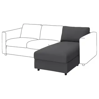 VIMLE cover for chaise longue section, Hallarp grey