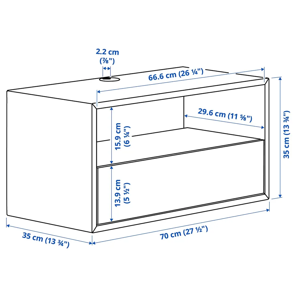 Illustration with measurements for the product: EKET.