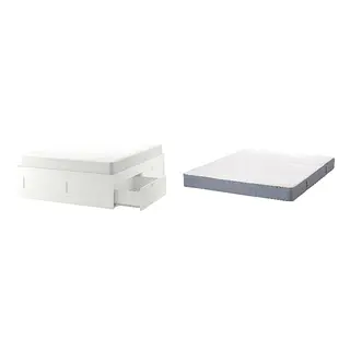 BRIMNES/VESTMARKA Bed with 18cm thick mattress, sprung, foam, extra firm