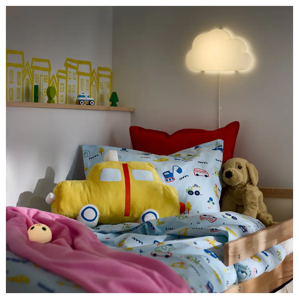 BARNDRÖM Cushion, yellow/taxi-shaped, 51x30 cm