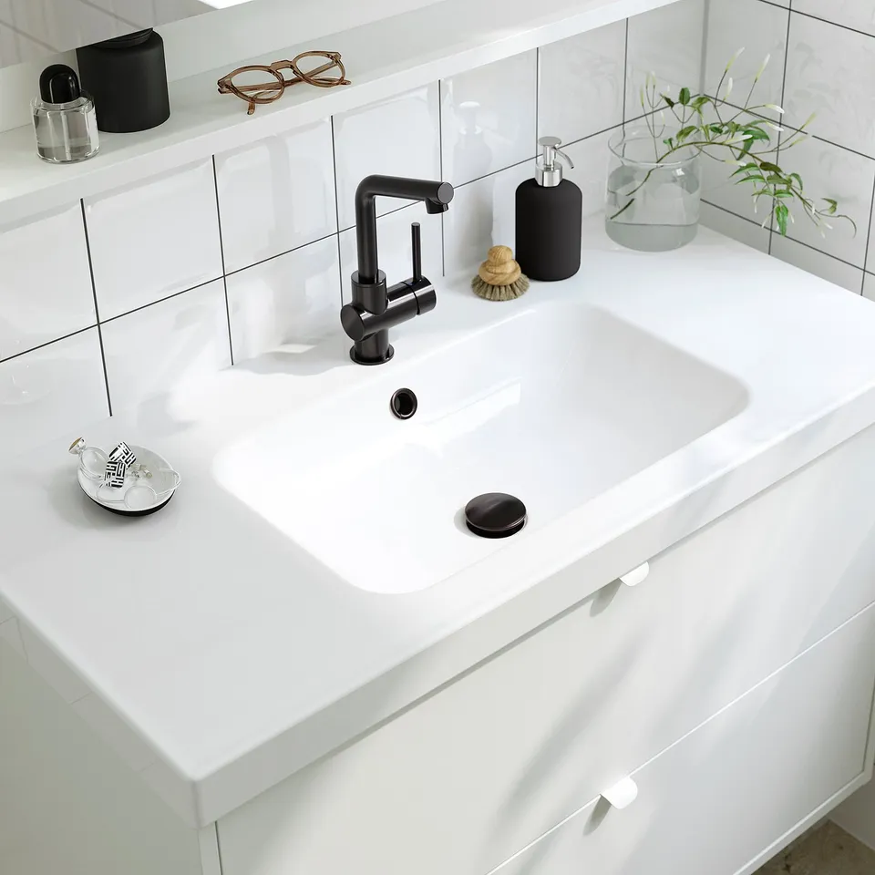 TÄNNFORSEN / ORRSJÖN Wash-stnd w drawers/wash-basin, light grey, 102x49x69 cm
