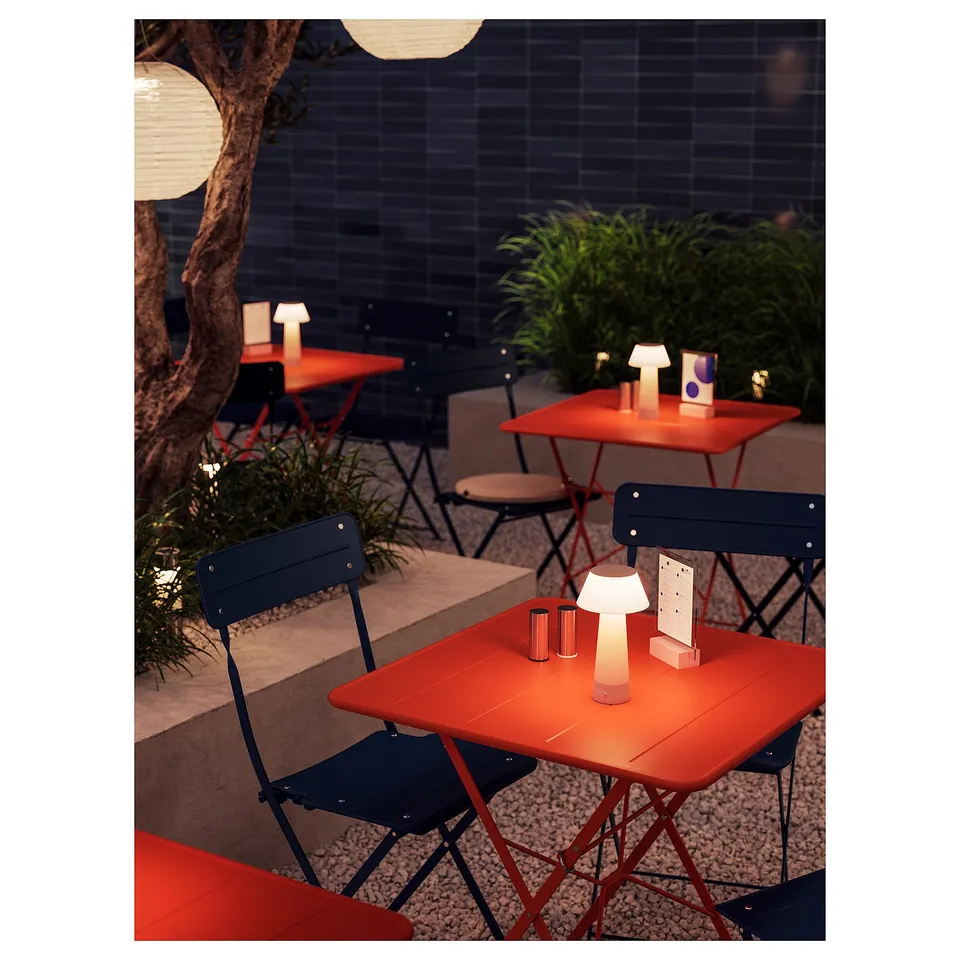 SUNDSÖ Folding chair, dark blue outdoor