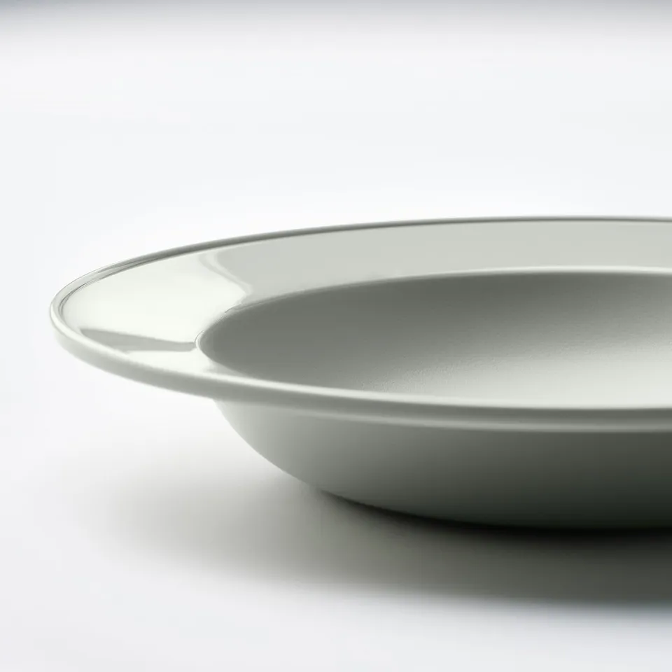 SIMKRABBA Deep plate, plastic/green-grey, 22 cm