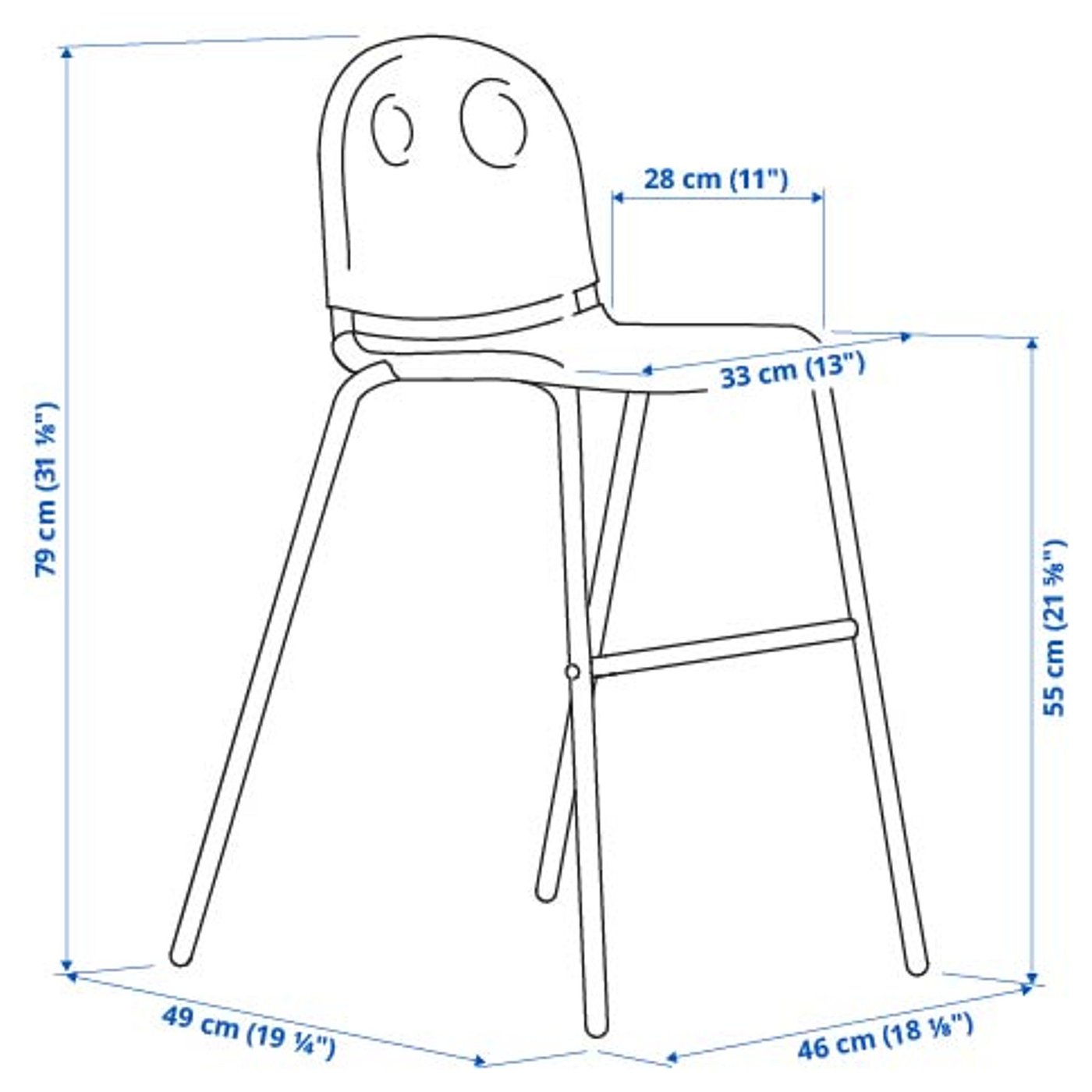 Illustration with measurements for the product: VILDGÅS.