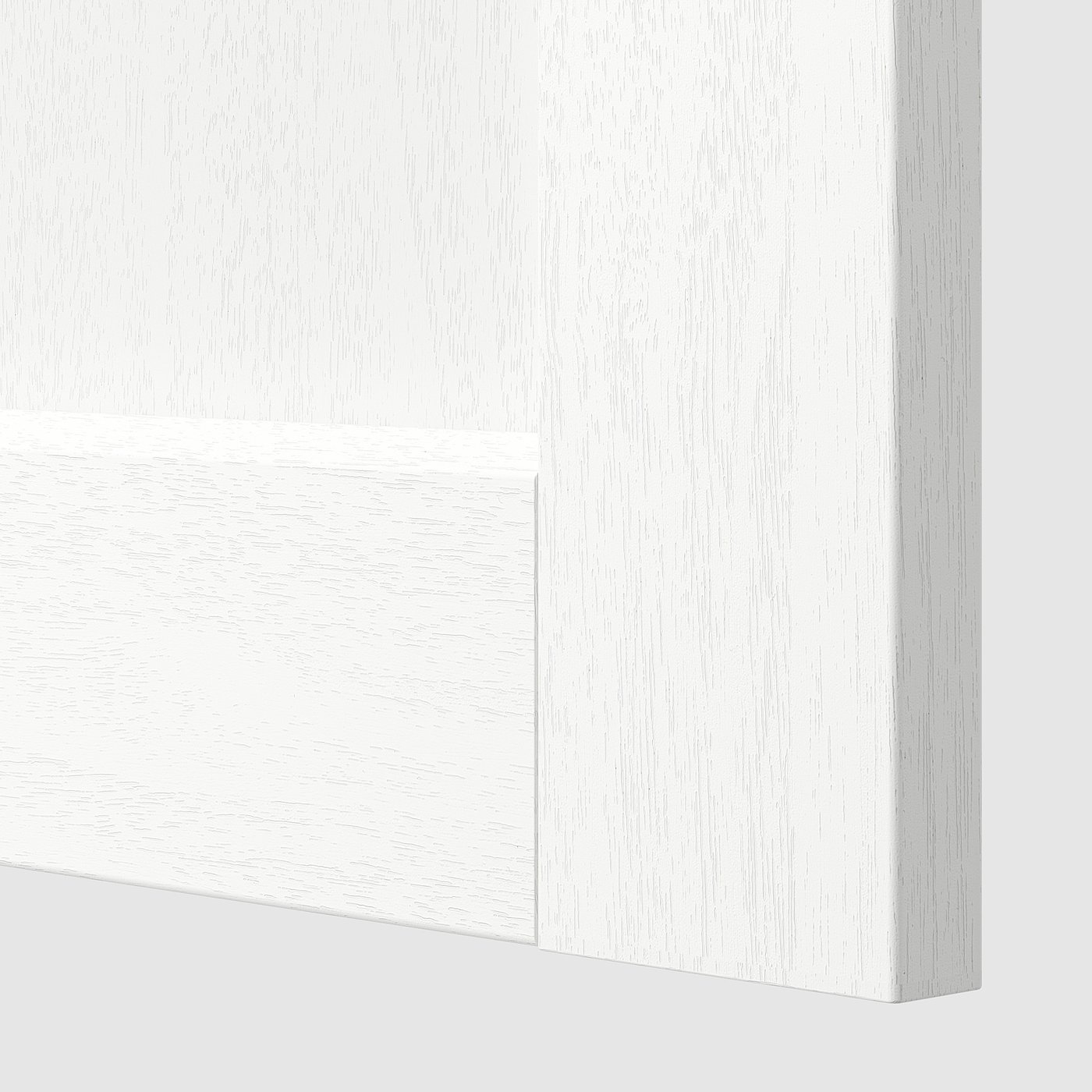 Clean, white wood panel detail. Smooth finish with subtle grain texture. Modern, minimalist design.