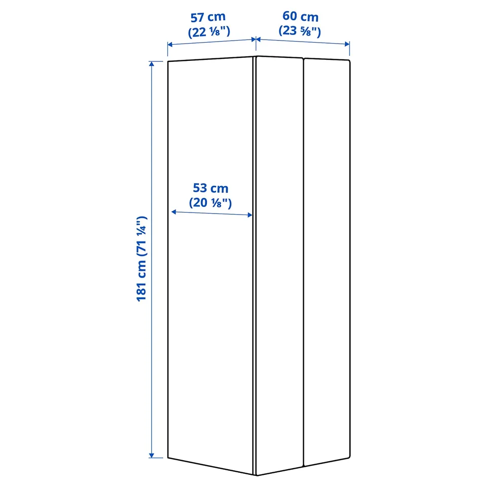 Illustration with measurements for the product: SMÅSTAD.