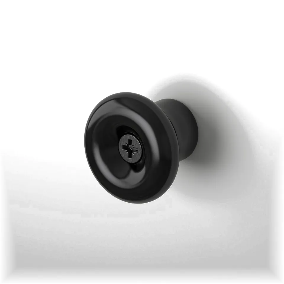 Black round hook, secure, stylish & functional.