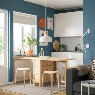 KYRRE/NORDEN set: gateleg table + stool x4