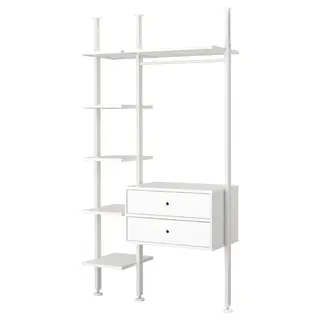 ELVARLI wardrobe combination, white, 135x51x222-350 cm