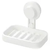 TISKEN soap dish with suction cup, white, Length 14 x Width 10 cm