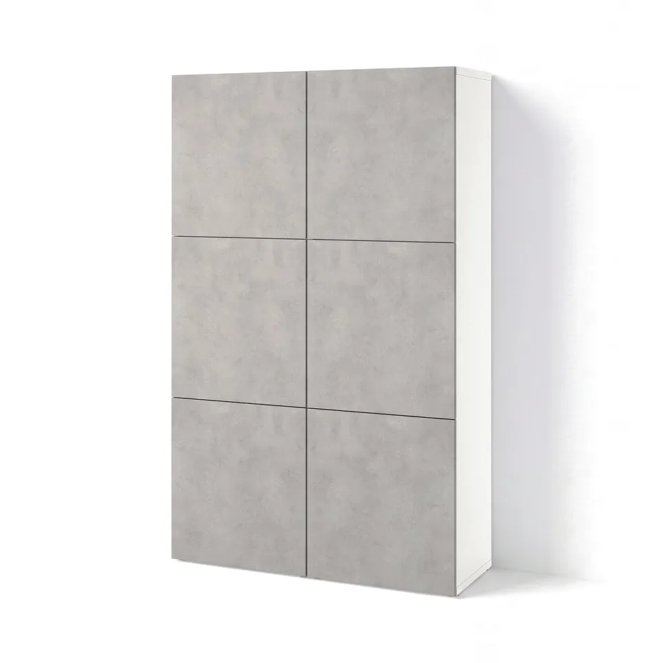BESTÅ Storage combination with doors, white Kallviken/light grey concrete effect, 120x42x193 cm