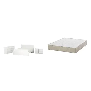 MALM/VATNESTRÖM Bed with 26cm thick mattress, pocket sprung, natural materials,5 comfort zones, extra firm