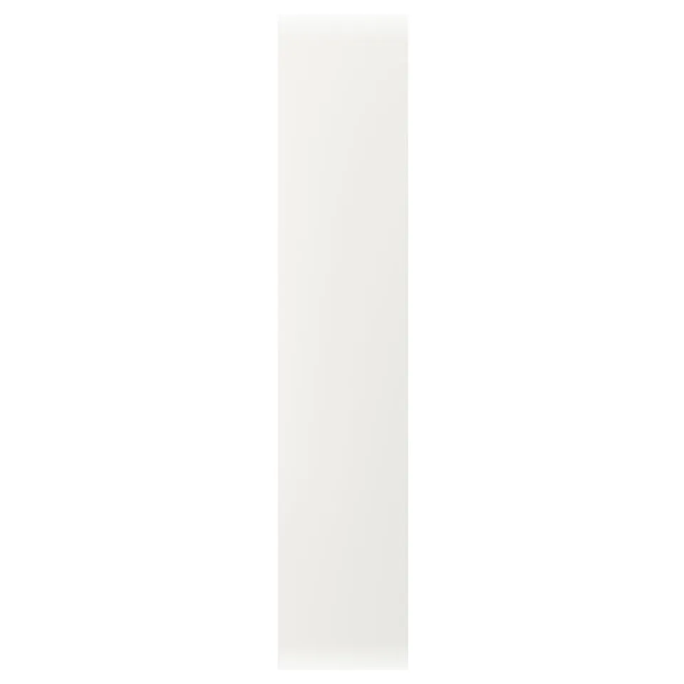 Ikea VEDDINGE white cabinet door, rectangular, sleek design, lacquered fiberboard.