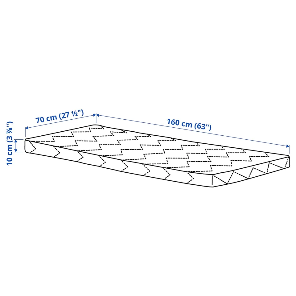 Illustration with measurements for the product: UNDERLIG.