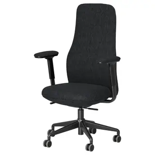 GRÖNFJÄLL office chair with armrests, Letafors grey/black, Width 71 x Depth 71 cm