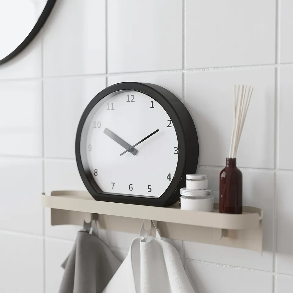 LÖVGRODA Clock, black, 22x20x4 cm