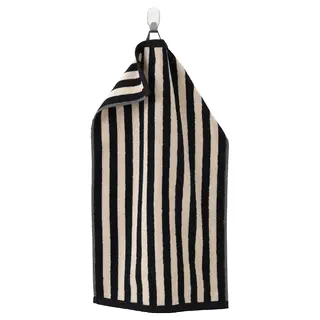 SLÅNHÖSTMAL hand towel, black/light beige striped, Length 70 x Width 40 cm