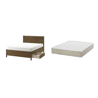 TONSTAD/VATNESTRÖM Bed with 26cm thick mattress, pocket sprung, natural materials,5 comfort zones, extra firm