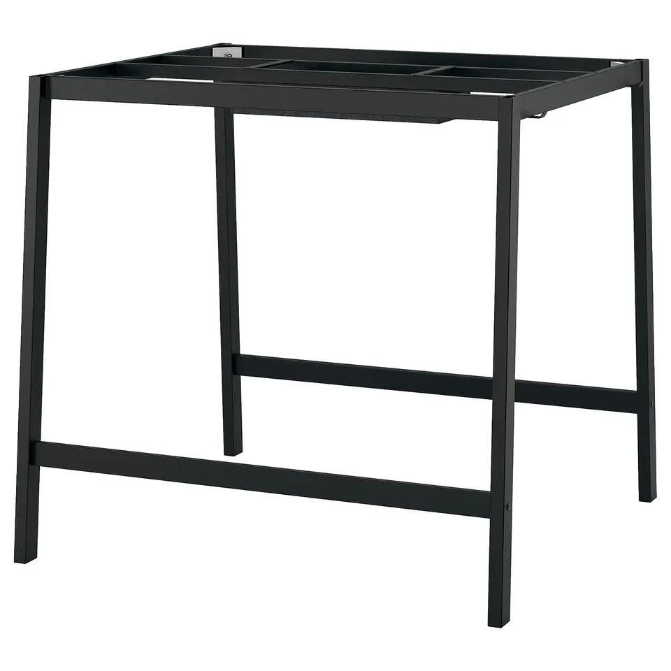 Black mitzon desk, metal, square top, modern office.
