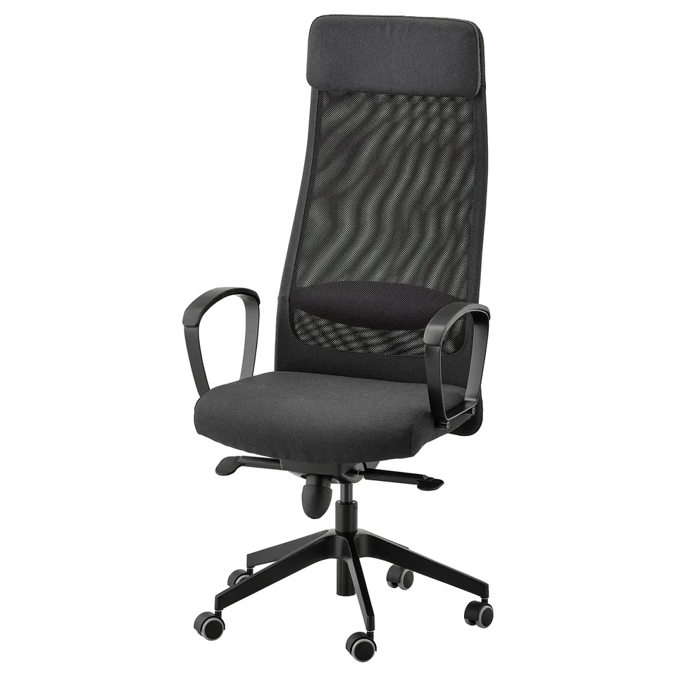TRAVSPORT / MARKUS Desk and chair, electric black/dark grey