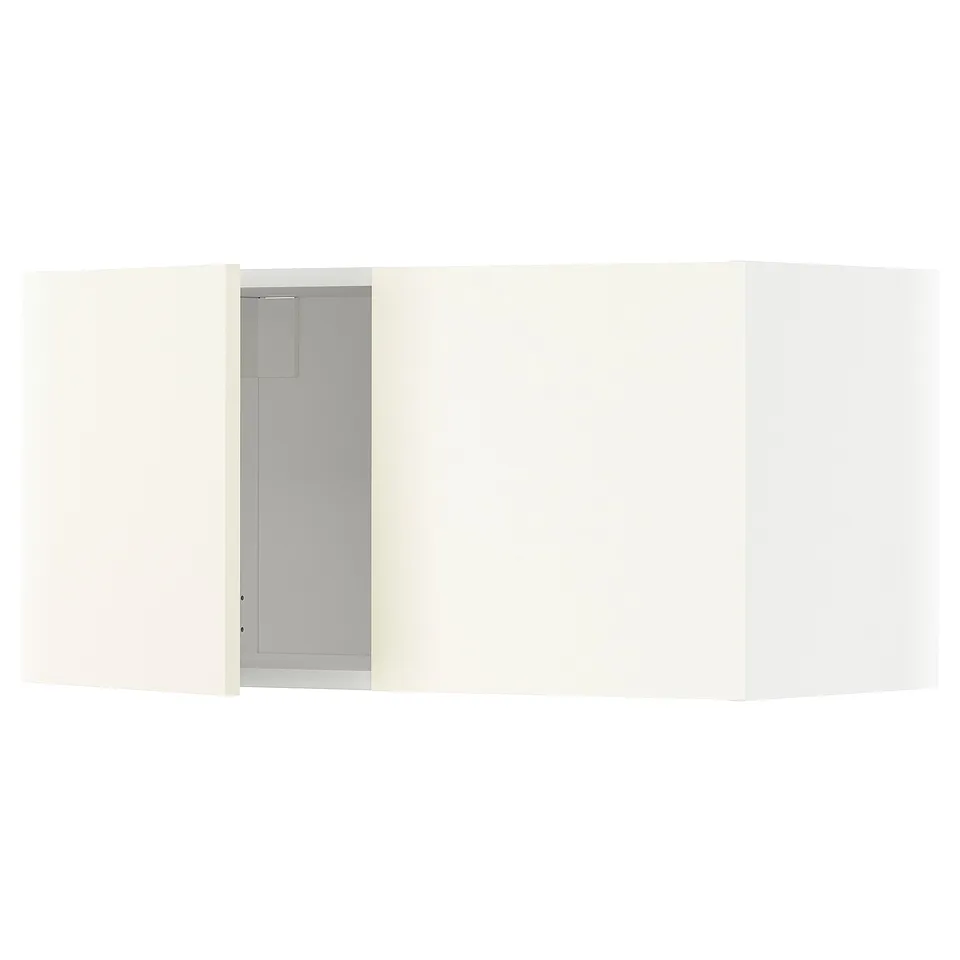 A white METOD kitchen cabinet. It has a sleek, rectangular design with a single door that a modern look.