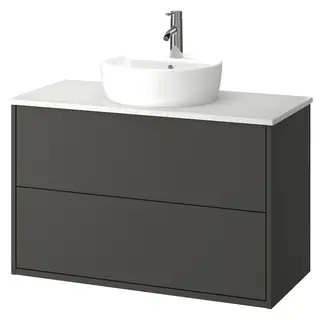 HAVBÄCK / TÖRNVIKEN wash-stnd w drawers/wash-basin/tap, dark grey/white marble effect, Width 102.0 x Depth 49.0 x Height 78.8 cm