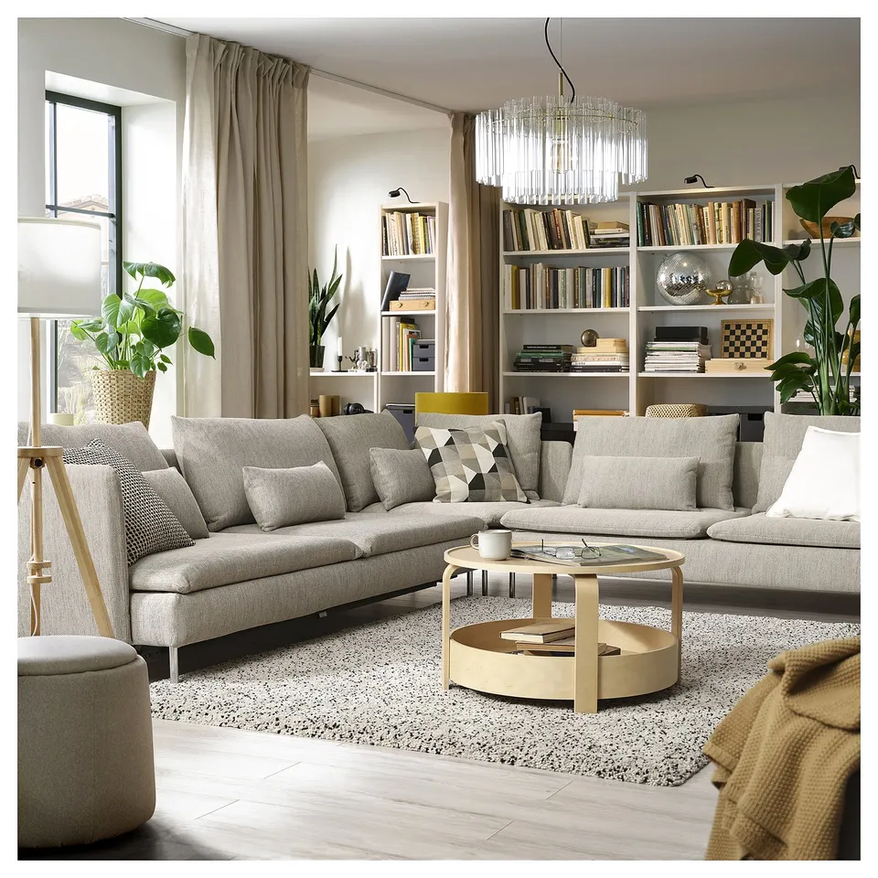 SÖDERHAMN Corner sofa-bed, 6-seat, Viarp beige/brown