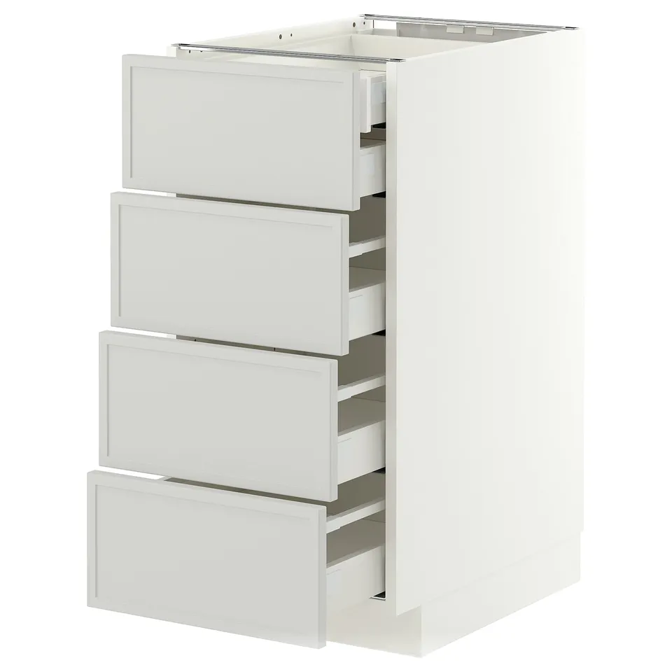 METOD / MAXIMERA Base cb 4 frnts/2 low/3 md drwrs, white/Aspudden light grey, 40x60x80 cm