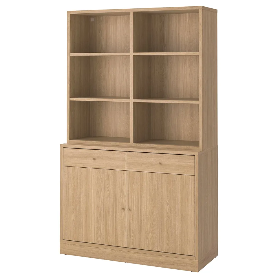 TONSTAD wood bookshelf - 4 doors, 6 shelves, minimalist.