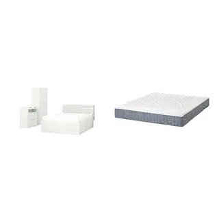 BRIMNES/VALEVÅG Bed with 24cm thick mattress, pocket sprung, foam,5 comfort zones, extra firm