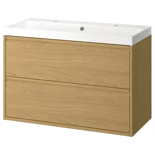 ÄNGSJÖN / BACKSJÖN wash-stnd w drawers/wash-basin, oak effect, 100x48x69 cm