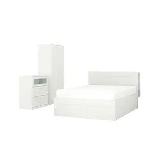 BRIMNES bedroom furniture, set of 3, white, 160x200 cm