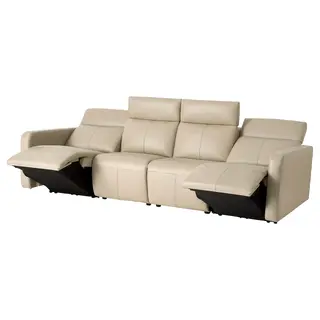 LJUNGBYHED 4-seat sofa w 2 electric recliners, Vråka/Vråkärr light beige, Width 290 x Depth 100 x Height 101 cm