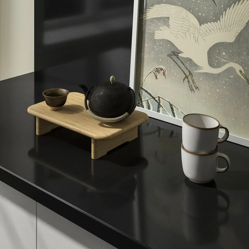 LOCKEBO Custom made worktop, black/glass composite, 1 m²x4.0 cm