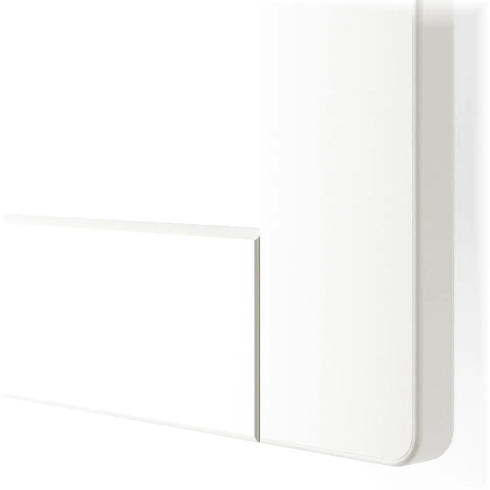 Modern white cabinet with smooth, soft-close door.